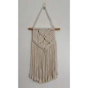Tan Beige Bohemian Style Macrame Woven Wall Hanging Decor